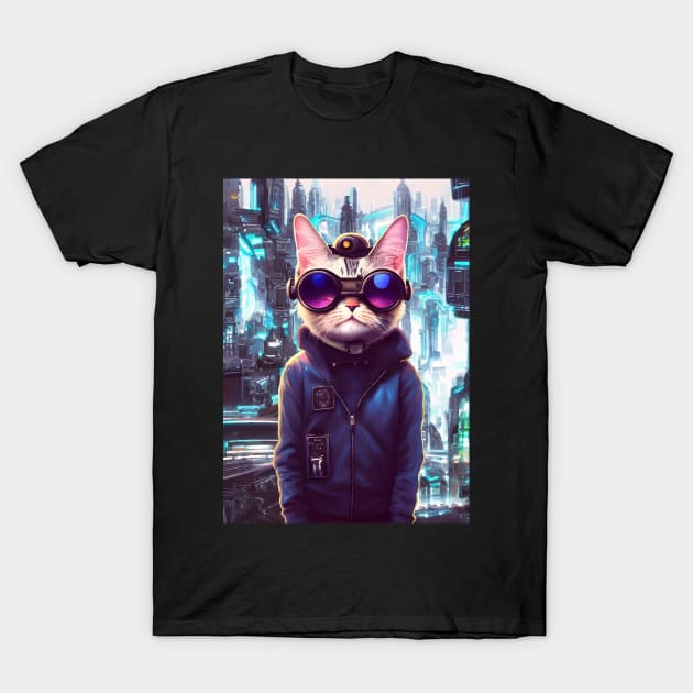 Cool Japanese Techno Cat In Japan Neon City T-Shirt by star trek fanart and more